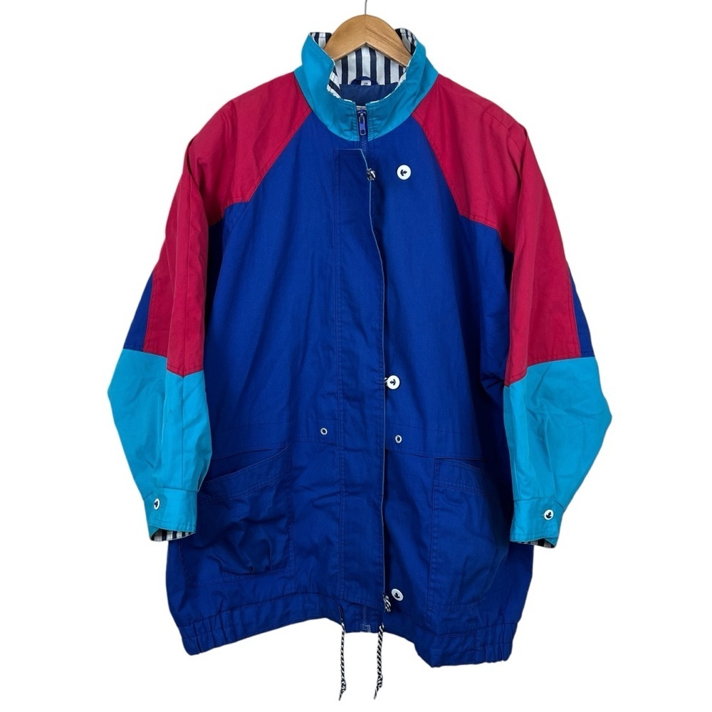 Vintage Retro CBO New York Blue Red Color Block Jacket Size 3XL